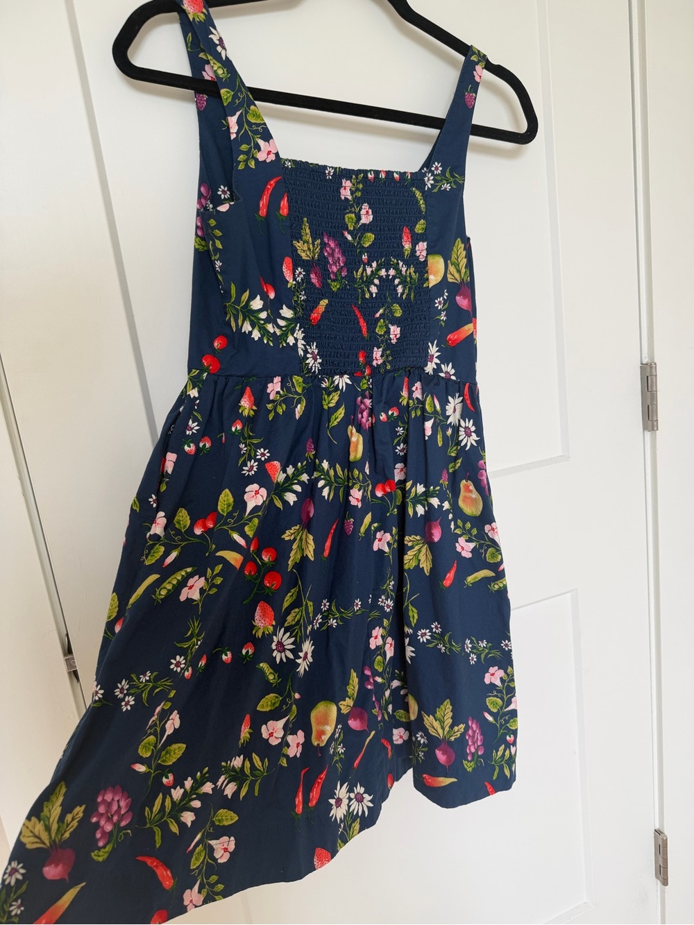 Old Navy Navy Floral Fruit Print Fit & Flare Sundress Size Small